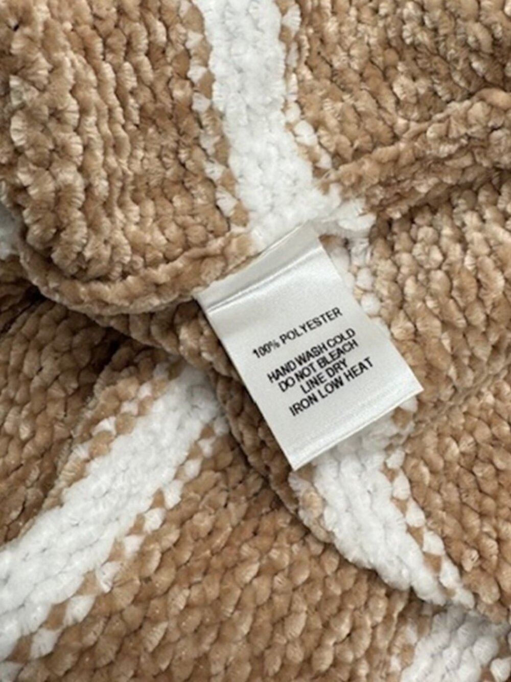 Lulus Cozy Times White and Beige Striped Chenille Knit Pom-Pom Sweater NWT - Picture 7 of 8